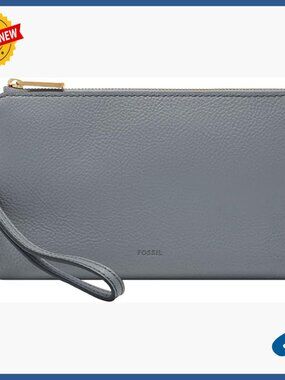 Leather Wristlet Pouch with Detachable Strap, Zippered Compartment